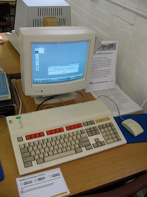 An Acorn Archimedes computer at a BBC BASIC prompt